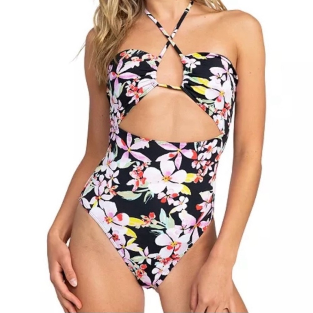 ROXY Eco Tropical One Piece Swim Suit With Cutouts